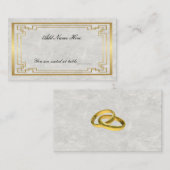 Gouden Geometrisch Lijst Witte Marmeren Trouwtafel Plaatskaartje (Voorkant / Achterkant)