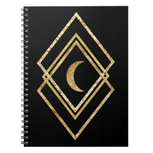Gouden geometrisch met maan notitieboek