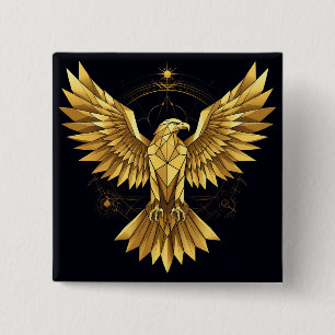 Gouden Geometrische Adelaar Vierkante Button 5,1 Cm
