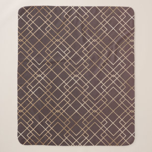 Gouden geometrische, Art Deco Marsala. Sherpa Deken