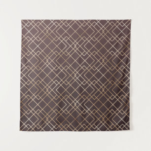 Gouden geometrische, Art Deco Marsala. Wandkleed