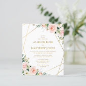 gouden geometrische blauwe roze florale bruiloft (Staand voorkant)