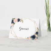 Gouden Geometrische Bloemen Gevouwen Bruiloft Grac Bedankkaart (Voorkant)