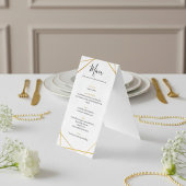 Gouden geometrische bruiloftsreceptie menu tafel b