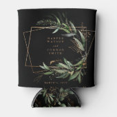 Gouden Geometrische Eucalyptus Elegant Zwart Bruil Blikjeskoeler (Voorkant)