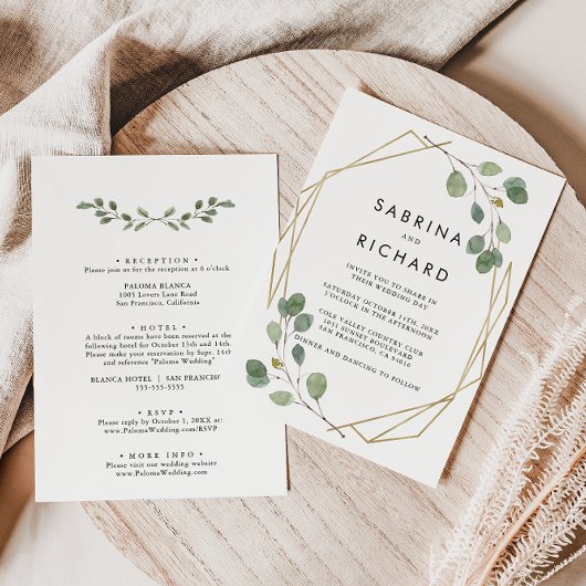 Gouden Geometrische Groene Achter & Voorzijde Form Kaart