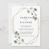 Gouden Geometrische Groene Achter & Voorzijde Form Kaart (Voorkant)