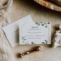Gouden Geometrische Groene Eucalyptus RSVP