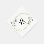 Gouden Geometrische Kalligrafie Monogram Bruiloft Servet (Hoek)