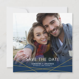 Gouden geometrische lijnen Vierkante foto save t The Date