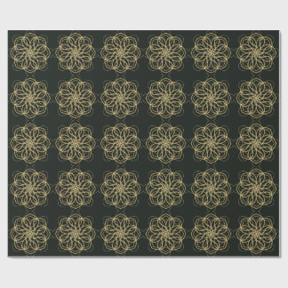 Gouden geometrische mandala-kunstprint – donkergro cadeaupapier