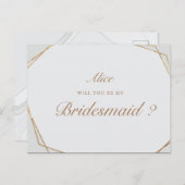 gouden geometrische marmerbare bridesmaïde Uitnodi Briefkaart (Voorkant / Achterkant)