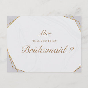 gouden geometrische marmerbare bruidsschat briefkaart