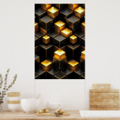 Gouden geometrische schakeltechnologie kamerdecora poster (Keuken)