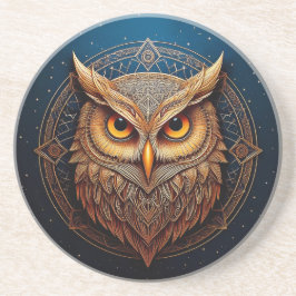 gouden geometrische uil zandsteen onderzetter