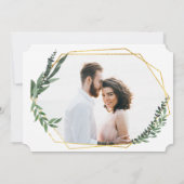 gouden geometrische waterverf gebladerte save the date (Achterkant)