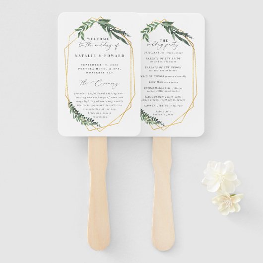 gouden geometrische waterverf handwaaier (Voorkant en achterkant)