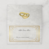 Gouden Geometrische Witte Marmeren Bruiloft Gevouw (Buitenkant ongevouwen)