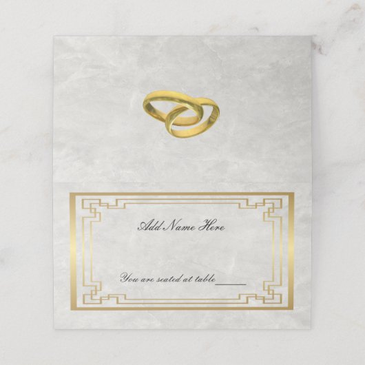 Gouden Geometrische Witte Marmeren Bruiloft Gevouw (Buitenkant ongevouwen)