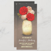 Gouden geschilderde Mason Jar Red Flowers Programm Programma (Voorkant / Achterkant)