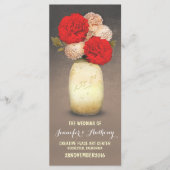 Gouden geschilderde Mason Jar Red Flowers Programm Programma (Voorkant)