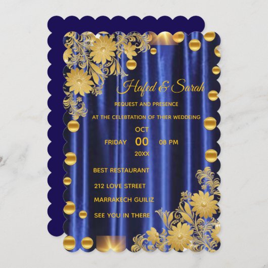 Gouden gespiegelde huwelijksuitnodiging, Gouden sp Kaart (Voorkant / Achterkant)