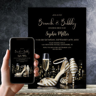 Gouden gestreepte stiletto schoenen Brunch en bubb Kaart