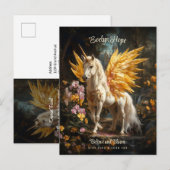 Gouden gevleugelde eenhoorn kasteel geloven Pegasu Briefkaart (Voorkant / Achterkant)
