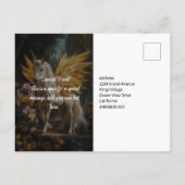 Gouden gevleugelde eenhoorn kasteel geloven Pegasu Briefkaart (Achterkant)