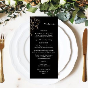 Gouden gevoerde bloemen hoog menu - Zwart