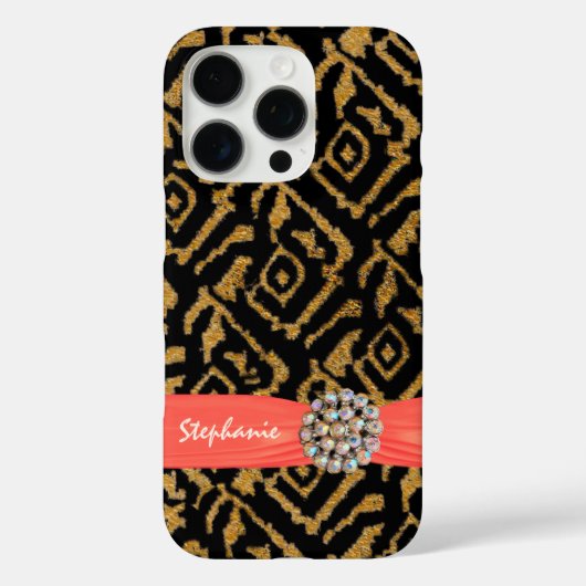 Gouden geweven stof met lint en strass Case-Mate iPhone case (Achterkant)