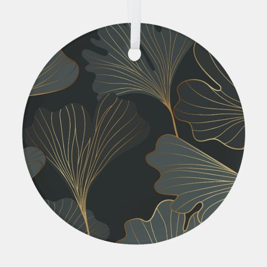 Gouden Ginkgo: luxe bloemendeco. Glas Ornament (Achterkant)