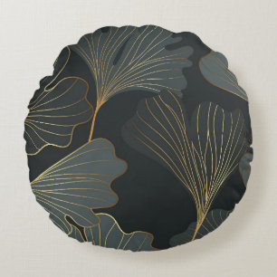 Gouden Ginkgo: luxe bloemendeco. Rond Kussen