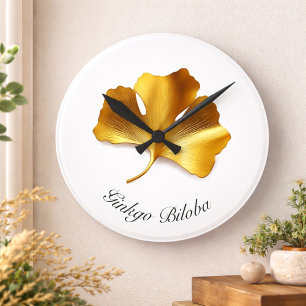 Gouden Ginkoblad - Symbool van Lange Levensduur &  Ronde Klok