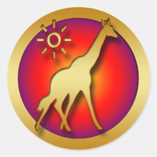 GOUDEN GIRAFFE RONDE STICKER