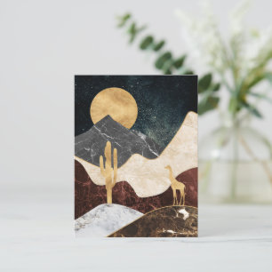 Gouden Giraffe Woestijnlandschap & Marmeren Berg Briefkaart