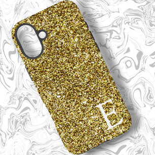Gouden Girly Printed Glitter Stijlvol en Schattige iPhone 16 Plus Hoesje
