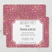 Gouden Girly Roze Luipaard Print verjaardag Kaart (Voorkant / Achterkant)