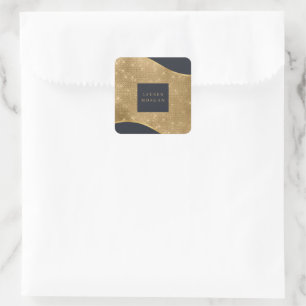 gouden gladde vloergolf luxueus vierkante sticker