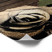Gouden Glam Bloemrozen Roestige Houten Kant Trouwd Poster (Hoek)
