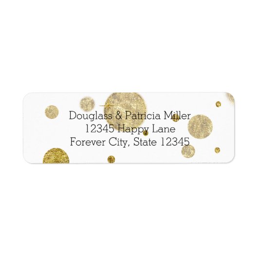 Gouden Glam Bokeh Confetti Stippen Etiket (Voorkant)