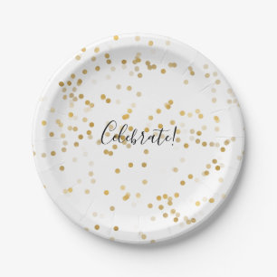 Gouden Glam Confetti Papieren Bordje