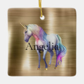 Gouden Glam Eenhoorn Keramisch Ornament (Voorkant)