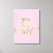 Gouden Glam en Roze Je bent mooi Canvas Afdruk (Voorkant)
