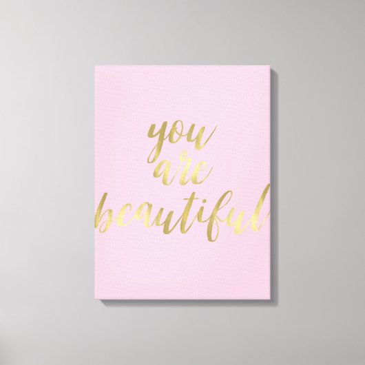 Gouden Glam en Roze Je bent mooi Canvas Afdruk (Voorkant)