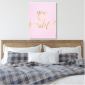 Gouden Glam en Roze Je bent mooi Canvas Afdruk (Insitu (Slaapkamer))