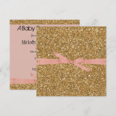 Gouden Glam Faux Glitter Klei Roze Kaart (Voorkant / Achterkant)