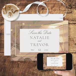 Gouden  Glam Floral Modern Bruiloft Save The Date