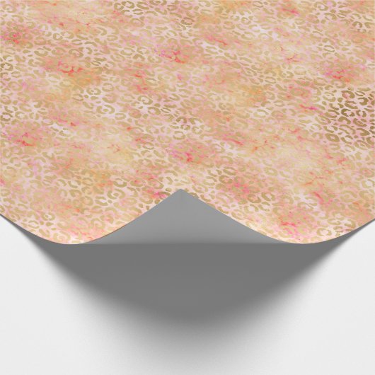 Gouden Glam Girly Peach Pink Blush Luipaard Print Cadeaupapier (Hoek)