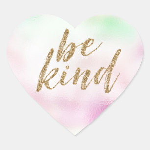 Gouden Glam Glitter Be Kind Mint Roze Tie Dye Hart Sticker